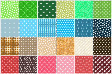 Poster - Collection of bright seamless colorful minimalistic patterns. Creative unusual textile vibrant prints. Repeatable fun trendy backgrounds. Fashion style 80-90s