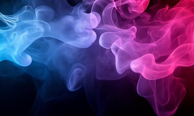 Wall Mural - Colorful smoke swirling in a dark background, creating a mesmerizing abstract pattern, ideal for artistic designs