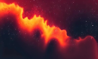 Wall Mural - Vibrant abstract cosmic landscape with fiery reds and oranges blending into deep space, resembling a nebula