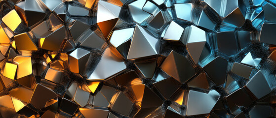 Poster - exploration of metallic textures and reflective surfaces in a futuristic design landscape