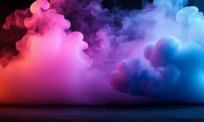 Wall Mural - Colorful smoke swirling in the air against a dark background, creating a vibrant and dynamic atmosphere for creative use