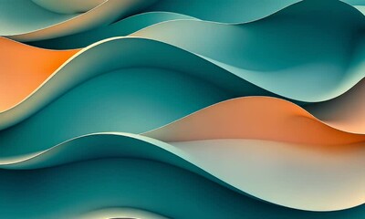 Wall Mural - Abstract waves in vibrant colors flowing gracefully, creating a serene atmosphere, ideal for modern design backgrounds