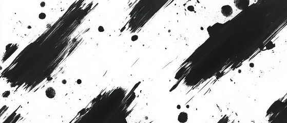Poster - expressive black ink strokes create a dynamic pattern on a bright white background