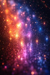 Poster - Vibrant abstract composition featuring colorful light streaks and bokeh in shades of purple and orange