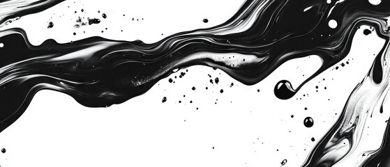 Poster - swirling black ink patterns create fluid movement on a clean white background