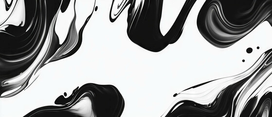 Poster - swirling black ink designs on a clean white background create artistic flow and movement
