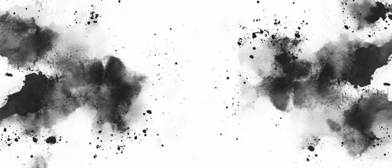 Poster - Washed black ink patterns on a soft white background create a unique seamless design