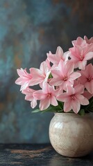 Wall Mural - Pink floral arrangement in a decorative vase showcasing spring beauty and warmth