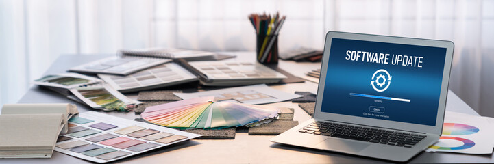 Poster - software update on computer for brisk version of device software upgrade