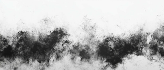 Poster - black ink diffusion with blurred edges on a white background creating abstract texture