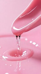 Wall Mural -   Pink liquid pours from faucet onto pink pool