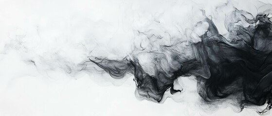 Poster - black ink flowing across white paper creating stunning textures and patterns