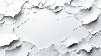 Wall Mural -   A zoomed-in picture of a white wall with a circular depression and white paint flaking off it