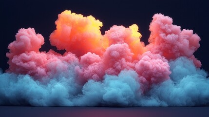 Wall Mural - Colorful smoke cloud rising from dark surface