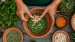 © Design@22 - Traditional herbal medicine being mixed in a rustic setting