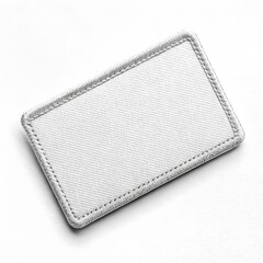 Poster - Blank rectangular fabric patch mockup with stitched border on white background, perfect for branding design.