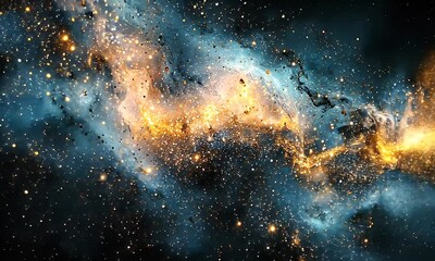 Wall Mural - Stunning cosmic nebula with vibrant colors and sparkling stars, set against a dark space backdrop, evoking wonder