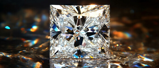 Poster - Sparkling diamond with brilliant facets showcasing exceptional clarity and texture