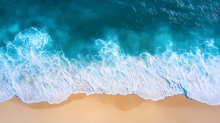 Poster - Top view ocean blue wave beach isolated on transparent background. Sapphire Sea. Illustration