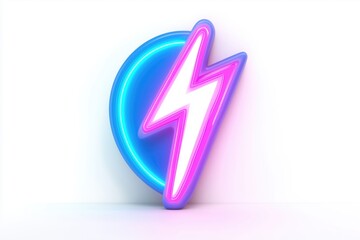 Poster - A vibrant neon lightning bolt icon in pink and blue against a white background.