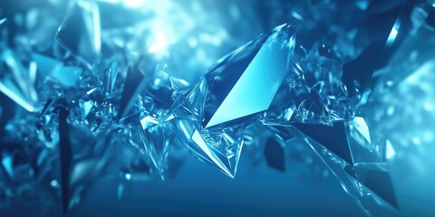 Aufkleber - A stunning abstract background featuring blue crystal-like shapes and textures.