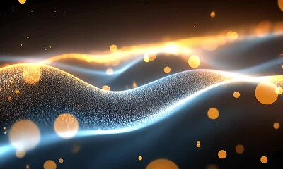 Wall Mural - Abstract waves of light and color in a dark background, creating a mesmerizing atmosphere with glowing particles