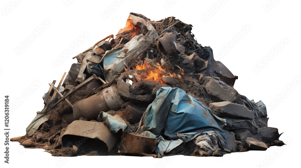 Burning trash pile environmental pollution concept image for news ...