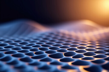 Poster - Abstract close-up of textured surface with hexagonal patterns illuminated by soft light