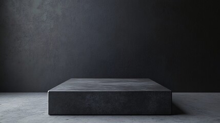 Poster - Empty black concrete platform displaying products on dark background