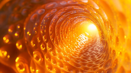 Poster - Swirling orange patterns create a mesmerizing tunnel effect in this abstract representation of light and texture