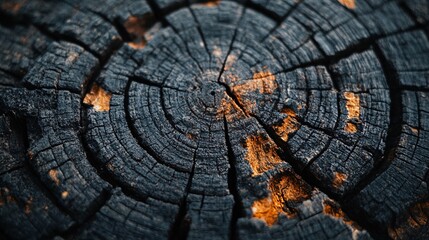 Aufkleber - Close-up of tree trunk showing growth rings and cracks in the wood