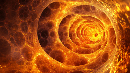 Aufkleber - Swirling patterns of orange and gold create a mesmerizing tunnel effect in a surreal visual depiction