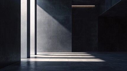 Aufkleber - Sunlight illuminating empty modern concrete building interior