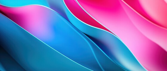 Wall Mural - abstract 3d render of flowing blue and pink waves with smooth gradient and soft shadows modern backg