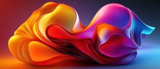 Wall Mural - abstract 3d fluid shape with vibrant gradient colors, flowing and swirling in a dynamic composition 