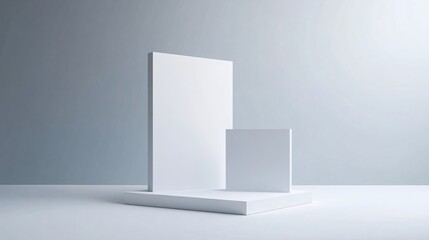 Aufkleber - White minimalist geometric shapes abstract background composition rendering