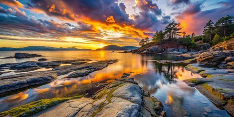 Wall Mural - Salt Spring Island Ruckle Provincial Park Shoreline: Coastal Rock Formations & Tide Pools at Sunset