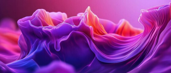 Wall Mural - abstract flowing purple and orange gradient waves, smooth and dynamic 3d render concept of fluidity,