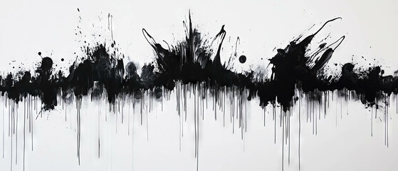 Poster - flowing ink drips create dynamic textures and patterns on a blank canvas