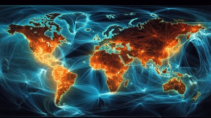 Aufkleber - Global Network Connections Illuminating Earth