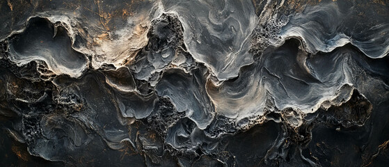 Poster - Unique ink and oil textures create captivating abstract patterns on a dark background