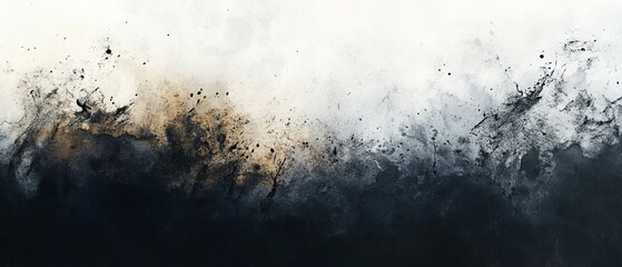 Poster - Ink texture blends with water, creating soft effects and diluted colors on canvas