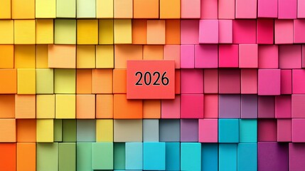 Poster - Abstract Background With Colorful Cubes, Seamless Blending And Soft Bokeh Effects. 2026.