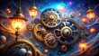© Arnada - Surreal Marketing Strategy: Abstract Gears & Light Bulbs, Campaign Optimization Concept