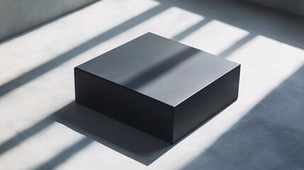 Poster - Black box casting shadow on gray background under window light