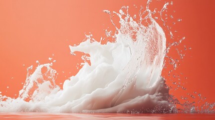 Aufkleber - White liquid splashing making a big foam crown on orange background