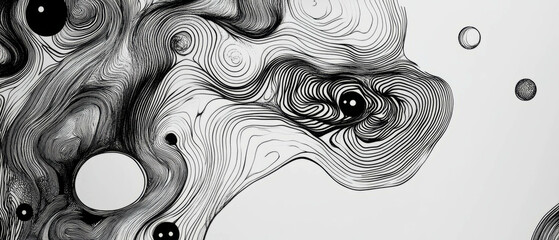 Poster - exploration of negative space in black ink patterns against a white background