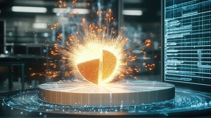 Poster - Glowing Pie Chart Data Visualization Explodes