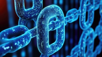 Poster - Digital Chain Links Representing Data Security