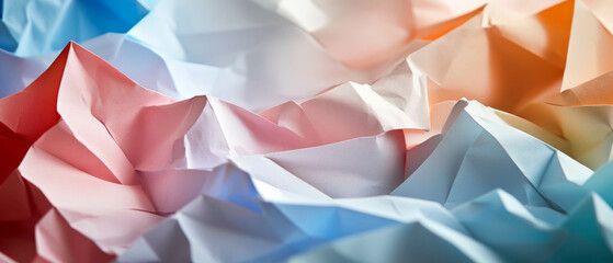 Poster - Colorful undulations of origami paper showcasing crisp, varied textures